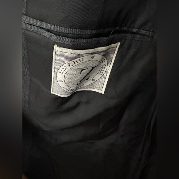 Zizi Rossi Double breasted sport coat 44R. Charcoal grey green lines wool blend - Picture 6 of 9